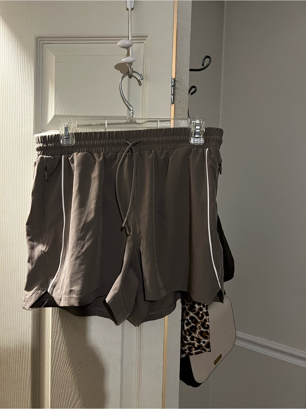 Women’s Taupe Active Shorts with Reflective Trim